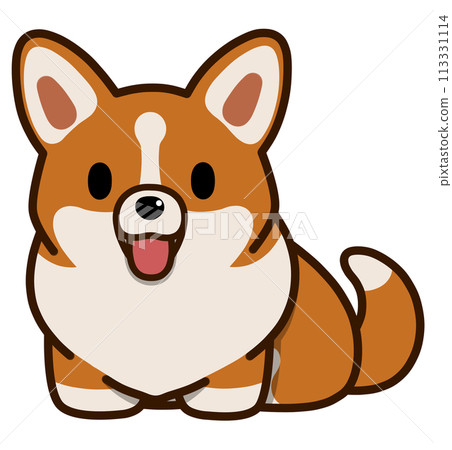 坐著微笑的柯基犬尾巴（紅色） 113331114