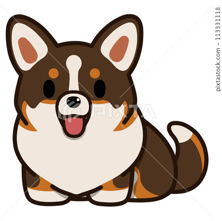 Smiling sitting corgi with tail (tri-color) Smiling sitting corgi with tail (tri-color) 113331118