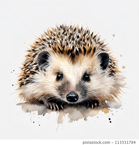 Watercolor and painting cute hedgehog or porcupine. Jungle Animal Illustration isolated on white background Watercolor and painting cute hedgehog or porcupine. Jungle Animal Illustration isolated on white background 113331784