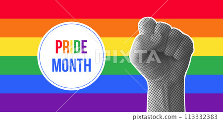 Pride Month collage concept. Pride Month collage concept. 113332383