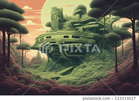 Surreal Green Architecture, Unique House Design that Blends the Boundaries of Reality and Imagination, Generative AI 113333017
