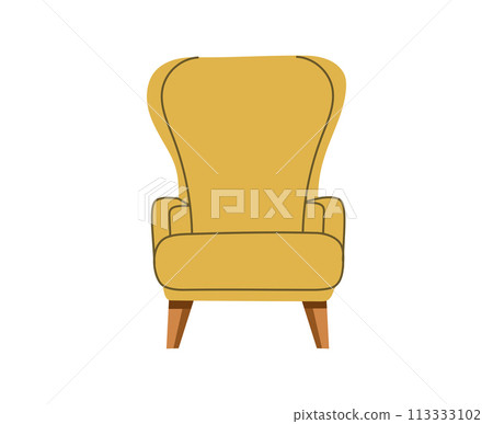 Yellow armchair scandinavian isolated on white backgroundFor the interiors of rooms. Vector illustration flat style Yellow armchair scandinavian isolated on white backgroundFor the interiors of rooms. Vector illustration flat style 113333102