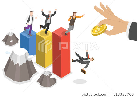 3D Isometric Flat  Conceptual Illustration of Money Trap 113333706