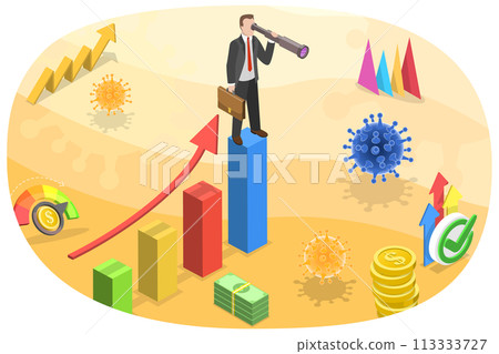 3D Isometric Flat Conceptual Illustration of Business Pandemic Recovery 3D Isometric Flat Conceptual Illustration of Business Pandemic Recovery 113333727