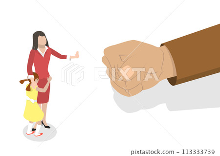 3D Isometric Flat Conceptual Illustration of Stop Violence 3D Isometric Flat Conceptual Illustration of Stop Violence 113333739