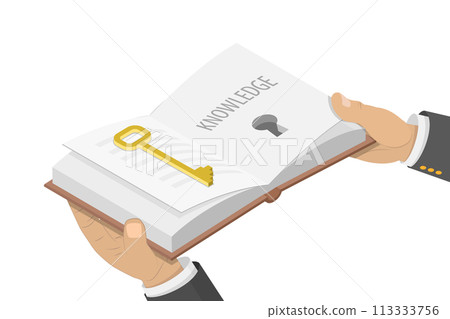 3D Isometric Flat  Conceptual Illustration of Key To Knowledge 113333756