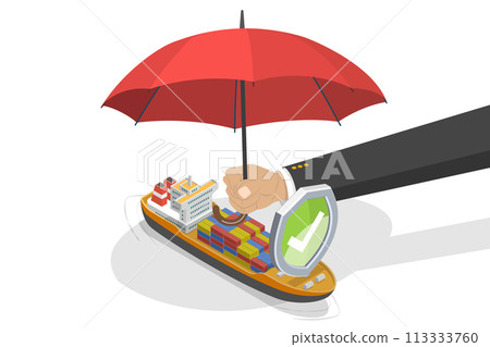 3D Isometric Flat Conceptual Illustration of Shipping Insurance 3D Isometric Flat Conceptual Illustration of Shipping Insurance 113333760