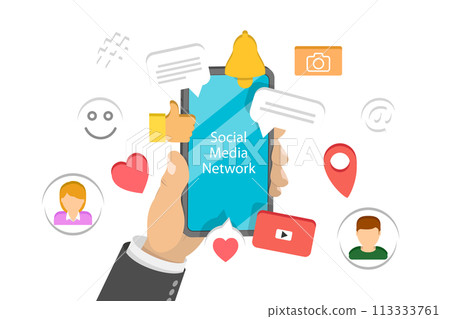3D Isometric Flat Conceptual Illustration of Social Media Network 3D Isometric Flat Conceptual Illustration of Social Media Network 113333761