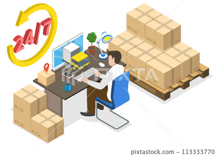3D Isometric Flat  Conceptual Illustration of Logistics Supplier 113333770