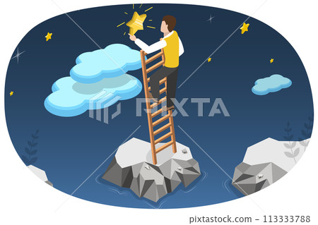 3D Isometric Flat  Conceptual Illustration of Dream 113333788