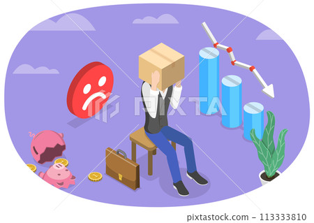 3D Isometric Flat Conceptual Illustration of Business Frustration 3D Isometric Flat Conceptual Illustration of Business Frustration 113333810