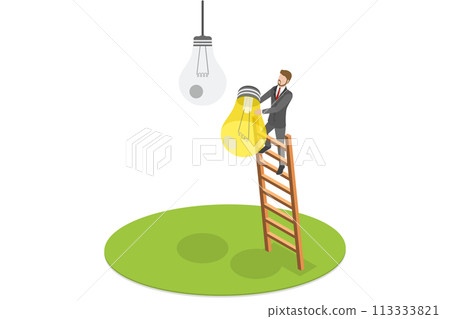 3D Isometric Flat  Conceptual Illustration of Business Transition 113333821