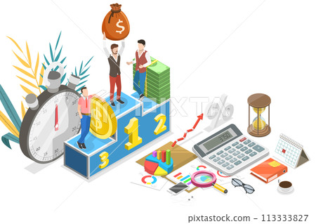 3D Isometric Flat  Conceptual Illustration of CLV - Customer Lifetime Value 113333827