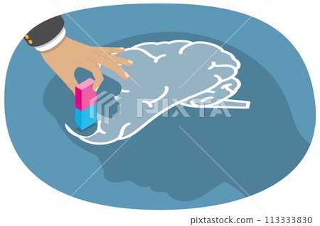 3D Isometric Flat  Conceptual Illustration of Brain Disorder 113333830