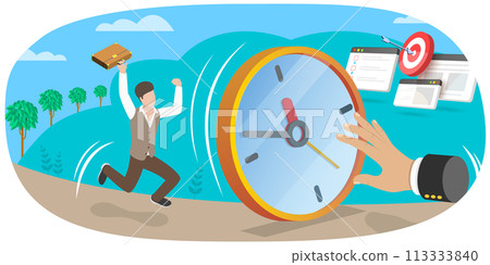 3D Isometric Flat Conceptual Illustration of Punctuality 3D Isometric Flat Conceptual Illustration of Punctuality 113333840