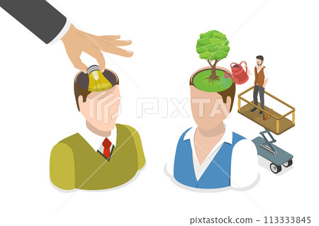 3D Isometric Flat  Conceptual Illustration of Mentorship and Coaching 113333845