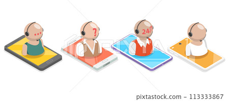 3D Isometric Flat Conceptual Illustration of Customer Support 3D Isometric Flat Conceptual Illustration of Customer Support 113333867