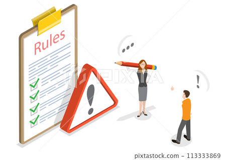 3D Isometric Flat Conceptual Illustration of Regulatory Instructions 3D Isometric Flat Conceptual Illustration of Regulatory Instructions 113333869