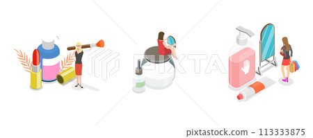 3D Isometric Flat Conceptual Illustration of Beauty And Health 3D Isometric Flat Conceptual Illustration of Beauty And Health 113333875
