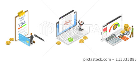 3D Isometric Flat Conceptual Illustration of Personal Loan 3D Isometric Flat Conceptual Illustration of Personal Loan 113333883