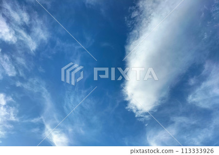 The high wind speed in the earth's upper atmosphere disperses the clouds in a short time and creates amazing fleeting outlines and unique images The high wind speed in the earth's upper atmosphere disperses the clouds in a short time and creates amazing fleeting outlines and unique images 113333926