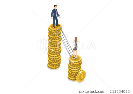 3D Isometric Flat Conceptual Illustration of Gender Discrimination 3D Isometric Flat Conceptual Illustration of Gender Discrimination 113334053