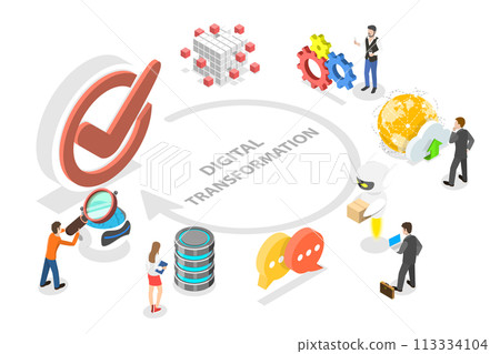 3D Isometric Flat Conceptual Illustration of Digital Transformation 3D Isometric Flat Conceptual Illustration of Digital Transformation 113334104