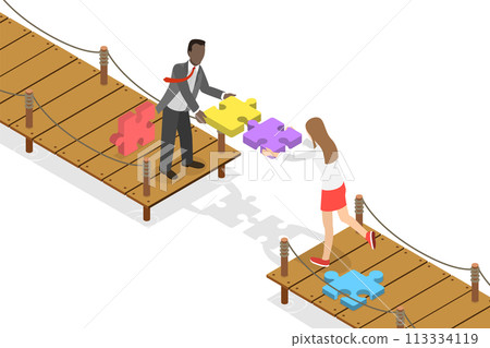 3D Isometric Flat Conceptual Illustration of Relationship Gap 3D Isometric Flat Conceptual Illustration of Relationship Gap 113334119