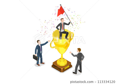 3D Isometric Flat Conceptual Illustration of Career Success 3D Isometric Flat Conceptual Illustration of Career Success 113334120