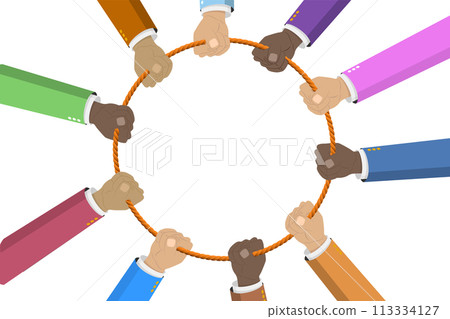 3D Isometric Flat  Conceptual Illustration of Teamwork And Collaboration 113334127