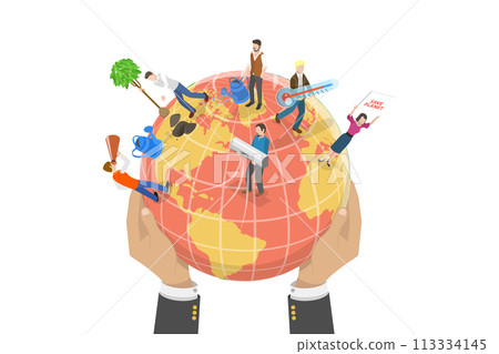 3D Isometric Flat Conceptual Illustration of Stop Global Warming 3D Isometric Flat Conceptual Illustration of Stop Global Warming 113334145