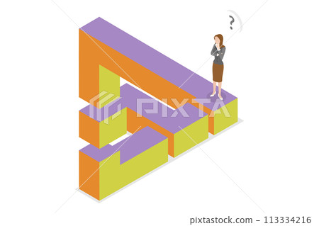 3D Isometric Flat  Conceptual Illustration of Impossible Figure 113334216