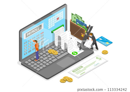 3D Isometric Flat Conceptual Illustration of Payroll System 3D Isometric Flat Conceptual Illustration of Payroll System 113334242