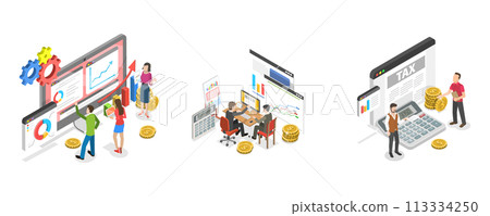 3D Isometric Flat Conceptual Illustration of Business Analysis 3D Isometric Flat Conceptual Illustration of Business Analysis 113334250