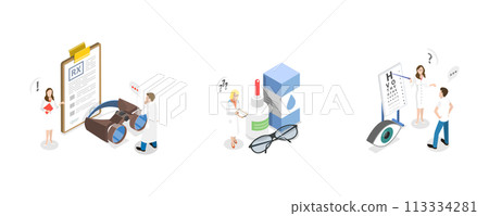 3D Isometric Flat Conceptual Illustration of Ophthalmologist 3D Isometric Flat Conceptual Illustration of Ophthalmologist 113334281