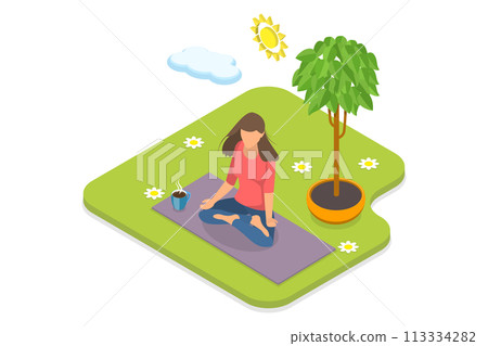 3D Isometric Flat  Conceptual Illustration of Holistic Therapy 113334282