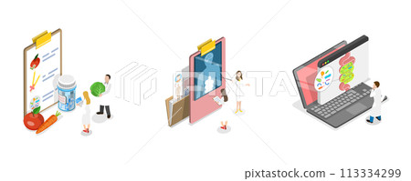 3D Isometric Flat Conceptual Illustration of Digestive Tract Diseases 3D Isometric Flat Conceptual Illustration of Digestive Tract Diseases 113334299