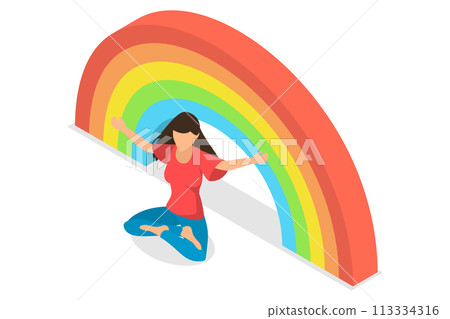 3D Isometric Flat Conceptual Illustration of Womens Mental Health 3D Isometric Flat Conceptual Illustration of Womens Mental Health 113334316