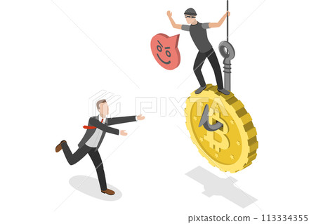 3D Isometric Flat Conceptual Illustration of Cryptocurrency Scams 3D Isometric Flat Conceptual Illustration of Cryptocurrency Scams 113334355