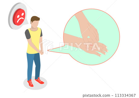 3D Isometric Flat Conceptual Illustration of Atopic Dermatitis 3D Isometric Flat Conceptual Illustration of Atopic Dermatitis 113334367