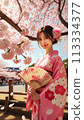 春季和服女 113334377