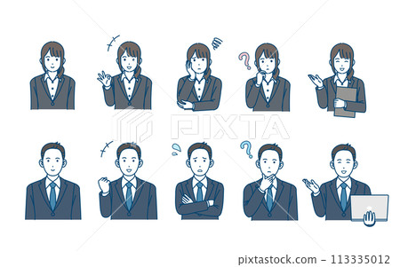 穿著西裝的男女上班族和商務人士的插畫集 穿著西裝的男女上班族和商務人士的插畫集 113335012