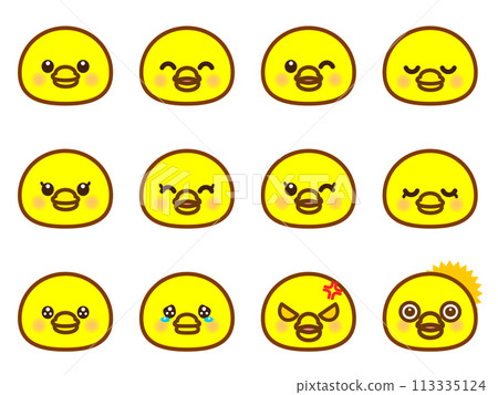 Cute chick emotions icon illustration set 3 113335124