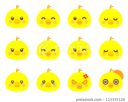 Cute chick emotions icon illustration set 2 113335126