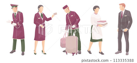 hotel staff  African American male and female characters part 1, doorman, concierge, porter, maid, security 113335388