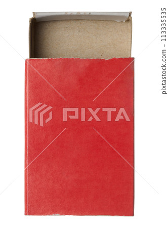 Empty red paper box of matches on isolated background Empty red paper box of matches on isolated background 113335535