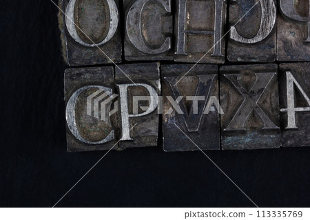 movable type alphabet set. 113335769