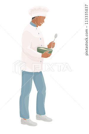 standing smiling chef restaurant male African American characters in uniform standing smiling chef restaurant male African American characters in uniform 113335837