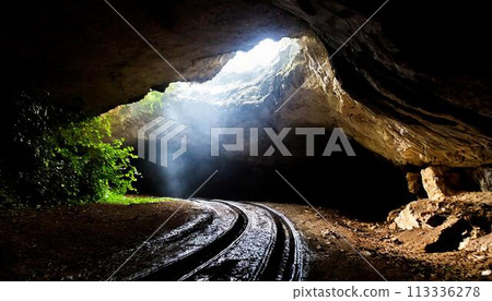 山洞裡的輪胎痕跡 山洞裡的輪胎痕跡 113336278