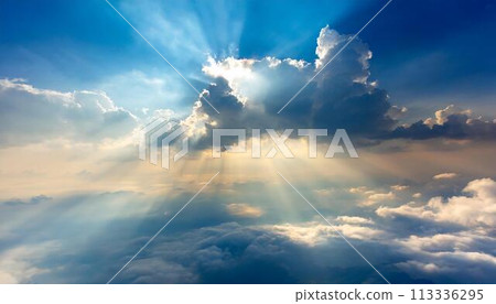 A sea of clouds spreading out in the blue sky 113336295